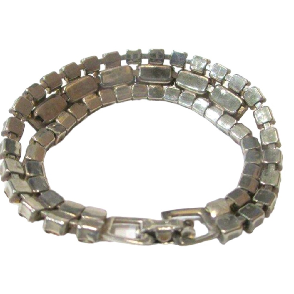 Eye-Catching Vintage Split Row Amber Colored Rhin… - image 4